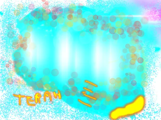 Bubble Pool: a turquoise pool ringed with orange and pink bubbles