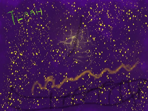 Firefly Night: yellow sparks scattered across a deep purple night