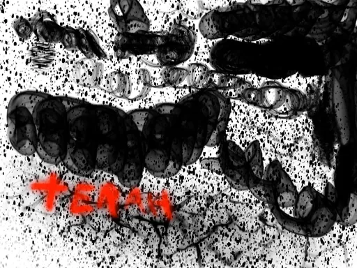 Ink Storm: black ink loops and splatters on white