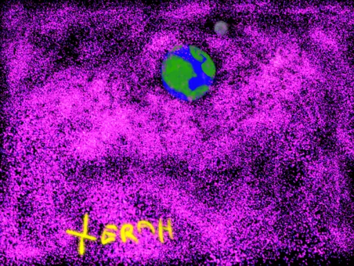 Pink Space: the Earth floating in a cloud of bright pink stardust