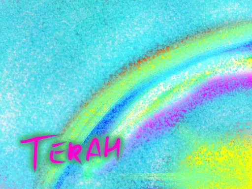 Rainbow Sky: a soft rainbow arching across a turquoise sky